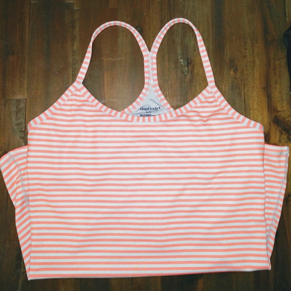 Gap Body Athletic Tank Top Striped Orange & Grey S